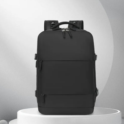 Voyat AirPack cabin travel backpack in black, front view